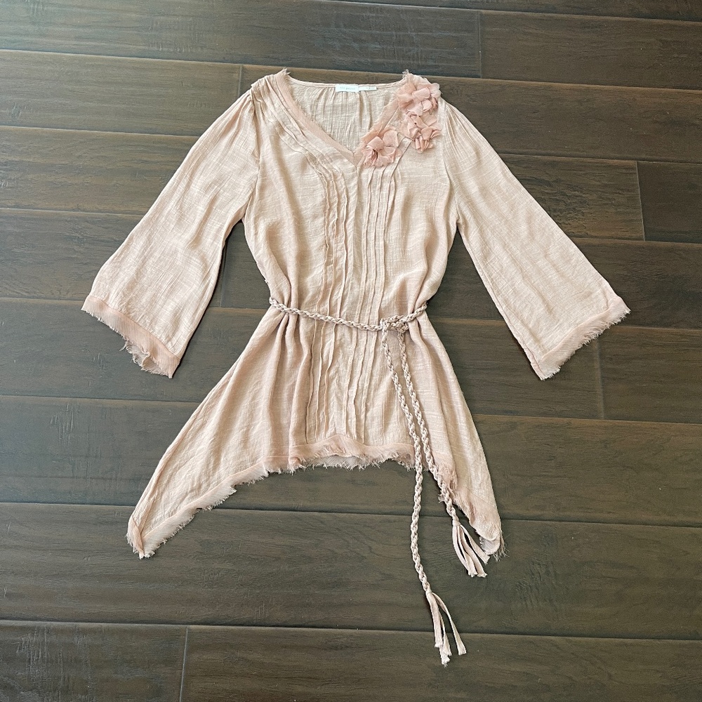 Blu Pepper by Anthropologie Women's Blush Pullover Bohemian Blouse Sz Medium